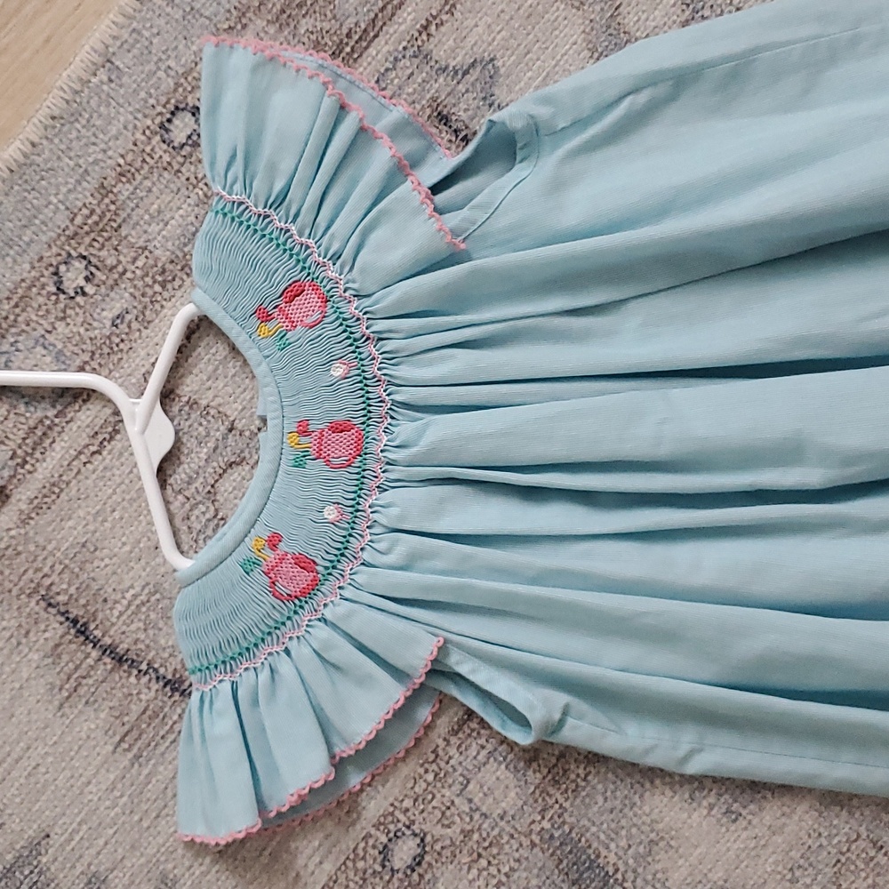 Petit Bebe Girls Baby Toddler Smocked Embroidered Golf Bishop Dress Sz24m - Picture 2 of 8
